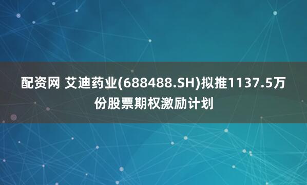 配资网 艾迪药业(688488.SH)拟推1137.5万份股票期权激励计划